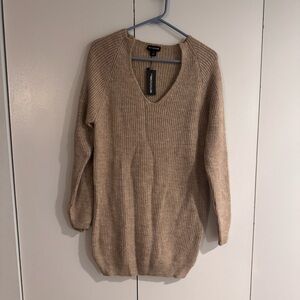 PrettyLittleThing plunge v neck knit jumper dress size M/L